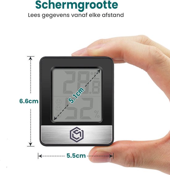 Ease Electronicz Hygrometer - Luchtvochtigheidsmeter - Digitaal Weerstation - Vochtigheidsmeter - Thermometer voor Binnen - Inclusief batterij