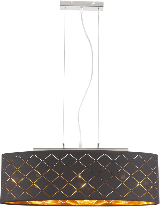 Globo - hanglamp - Gunther - zwart - metaal - grote eettafellamp - LED_E27 - 15229H2LMDS