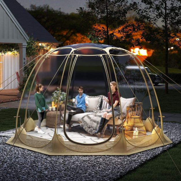 coast 630° transparante pop-up bubble tent 265 x 265 x 190 cm voor 5-6 personen, beige