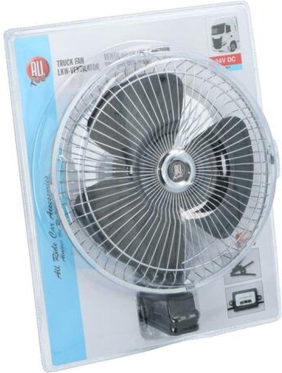 All Ride Mini Ventilator 24V - Vrachtwagen en Auto Ventilator - Met Clip en Stroomkabel 2M