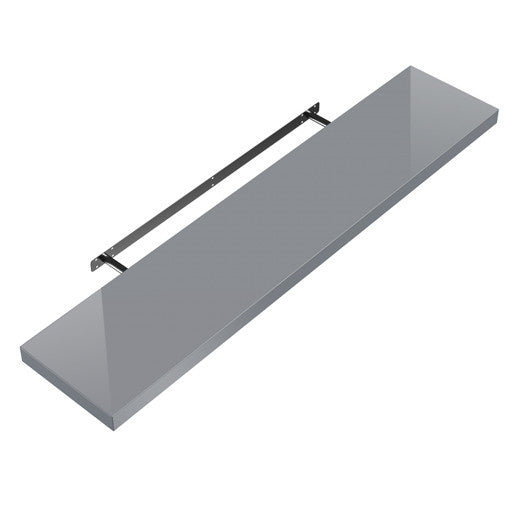Casaria Wandplank Zwevend - 90 cm 15kg Belastbaar - Hoogglans Grijs