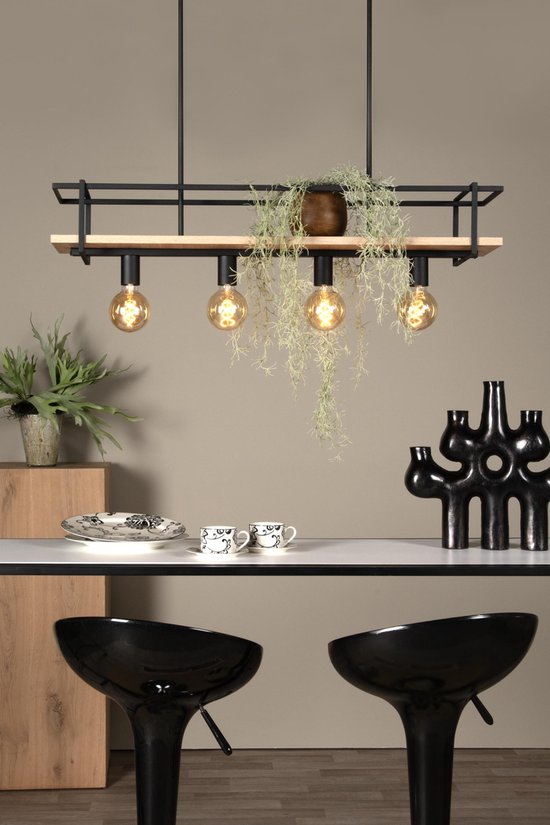 Lucide MILONGA - Hanglamp - 4xE27 - Zwart - Japandi