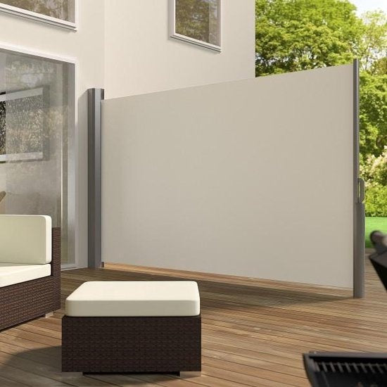 tectake - Uitschuifbaar aluminium windscherm tuinscherm 180 x 300 cm beige 401529