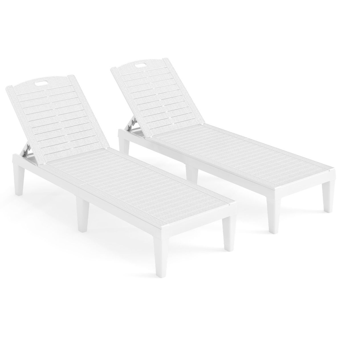 Coast Ligstoelen Set van 2 - verstelbare rugleuning - kunststof weerbestendig - wit