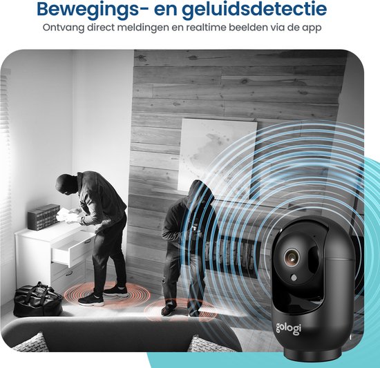 Gologi Huisdiercamera met App - Hondencamera - Pet camera - Beveiligingscamera - Security camera - Voor alle huisdieren - Met wifi - Zwart