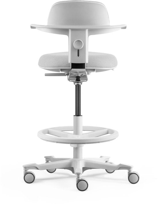 Backerz Ergonomische Werkkruk met Voetsteunring - Bureaustoelen voor Volwassenen - Volledig Verstelbaar, tot 120kg - Office Chair - Gamestoel - Wit