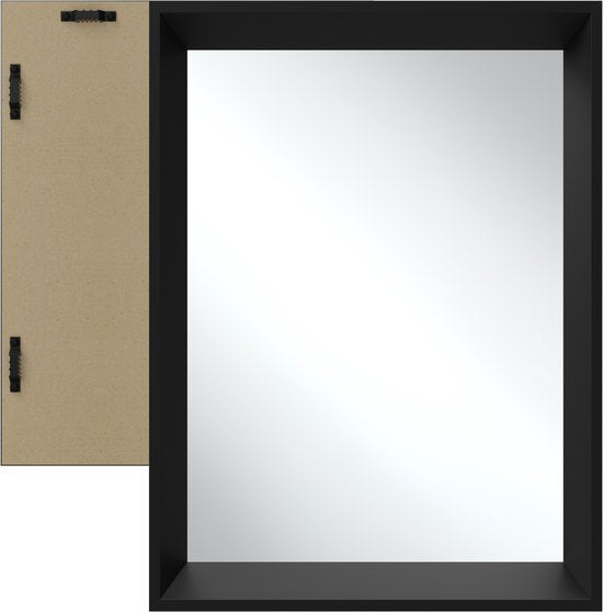 tectake® - Wandspiegel Elina - Badkamerspiegel - Rechthoekige spiegel met stevige kunststoflijst - 40x60 cm - Spiegel voor de badkamer, woonkamer of slaapkamer