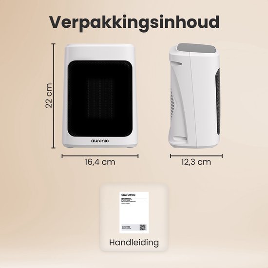 Auronic Ventilatorkachel Digitaal - Keramische Kachel - Draagbaar - 2000W Heater - Wit