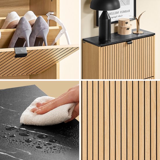 SoBuy Schoenenkast voor entree, dunne schoenenkast, compacte schoenenopslag, geschikt voor 8-12 paar, 60x24x88cm, FSR202-N