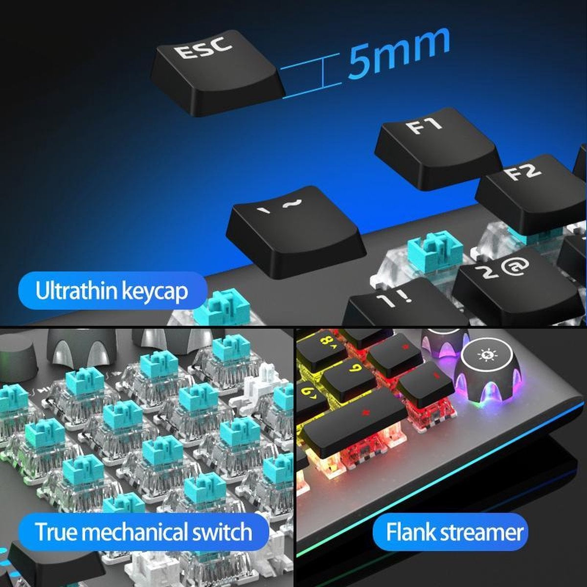 AULA S2096 RGB mechanisch gaming toetsenbord - QWERTY - Black switch
