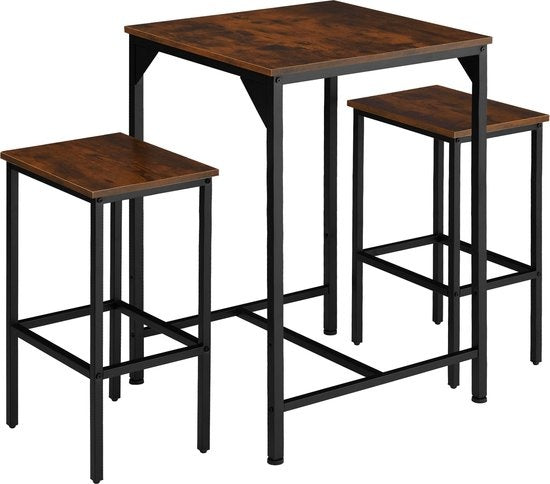 tectake - Bartafelset Inverness industrieel donkerbruin	- 404362