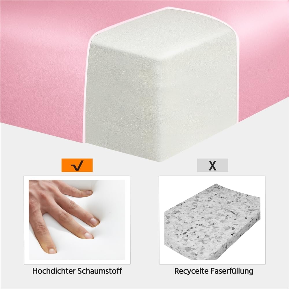 Yaheetech Massagetafel met 3 zones - Inklapbaar - 213 × 80 cm - Lichtroze
