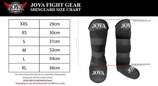 Joya Fightgear - "Velcro" scheenbeschermers - Zwart - XS