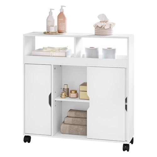 Eugad Badkamerkast met Wielen Multifunctioneel - Wit MDF - 70 x 20 x 71,5 cm