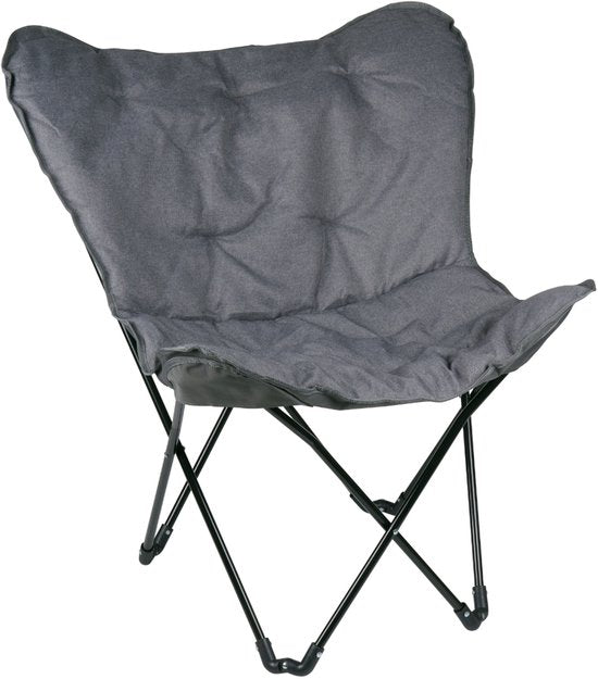 Camp active Vlinderstoel Opvouwbaar - Butterfly Chair Inclusief Draagtas - Campingstoel met Comfortabele Zitting - Lichtgewicht Klapstoel - 70 x 60 x 90 cm - Grijs