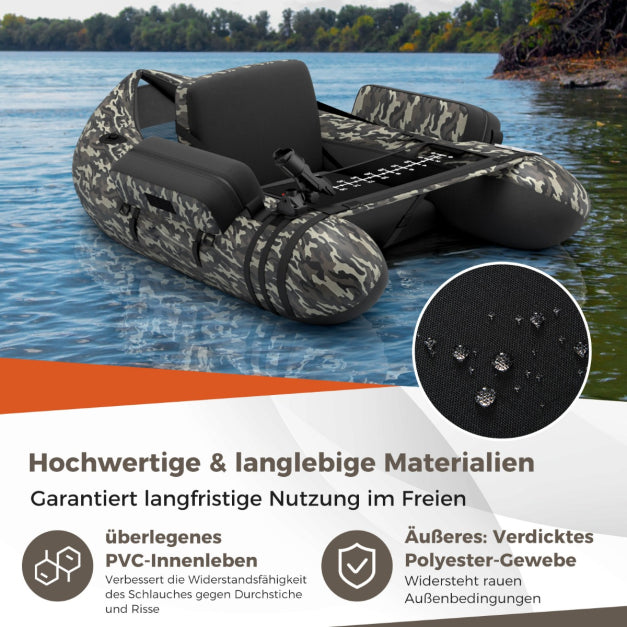 Coast Opblaasbare Vissersboot - Verstelbare Hengelhouder & Rugleuning - 2 Haakhouders - 135 x 109 x 54 cm - Camouflage