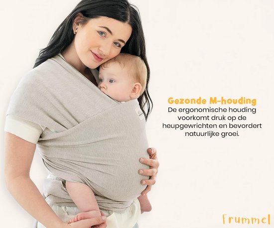 Frummel Baby Draagdoek Beige - Draagzak - Baby Wrap - Baby carrier - Draagdoek geweven - Baby 0-36 maanden - Newborn