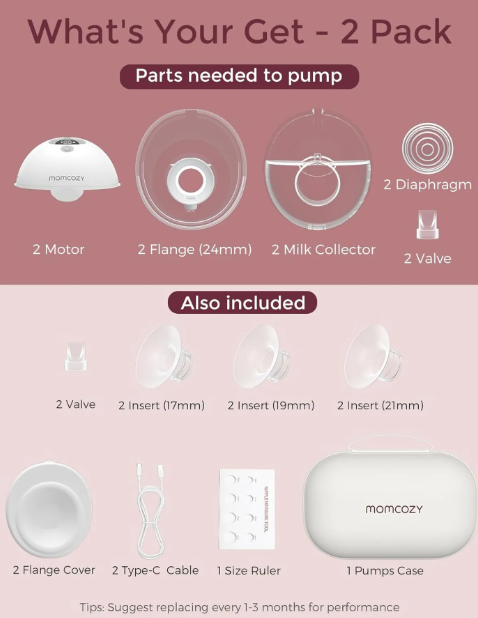 Momcozy M5 Handsfree Draagbare Borstkolf 2-Pack - Grijs - 3 Modi & 9 Zuigniveaus
