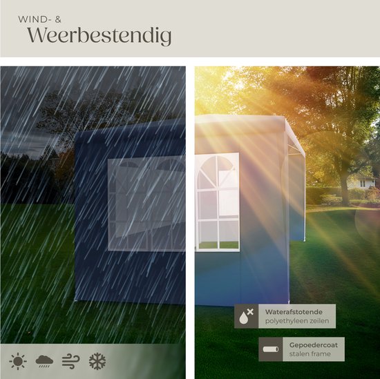 Tectake Partytent - Paviljoen - Opvouwbaar - Met Zijwanden - Waterdicht - 300 x 300 cm – Blauw