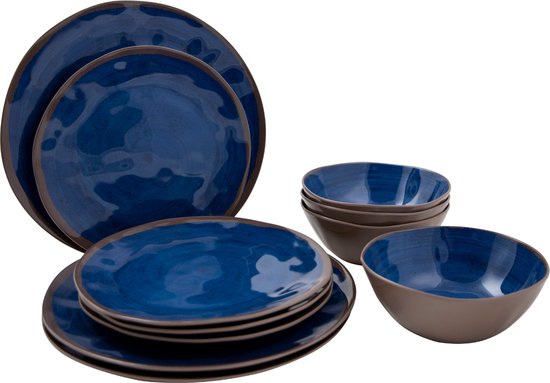 Bo-Camp - Servies - Halo - 12 Stuks - Blauw