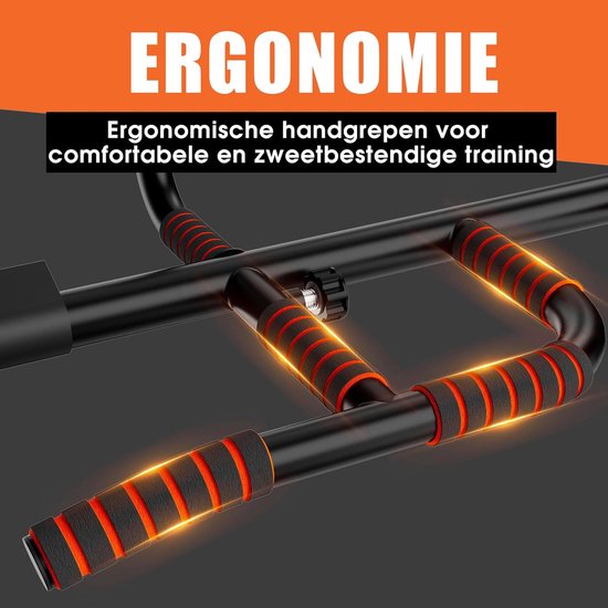 DH FitLife Optrekstang, deurkozijnen zonder schroeven, glijdt niet weg met multigreep-posities, pull-up bar deur, rekstang, turnstang, deurrek om op te hangen, voor deurkozijnen, 65-92 cm