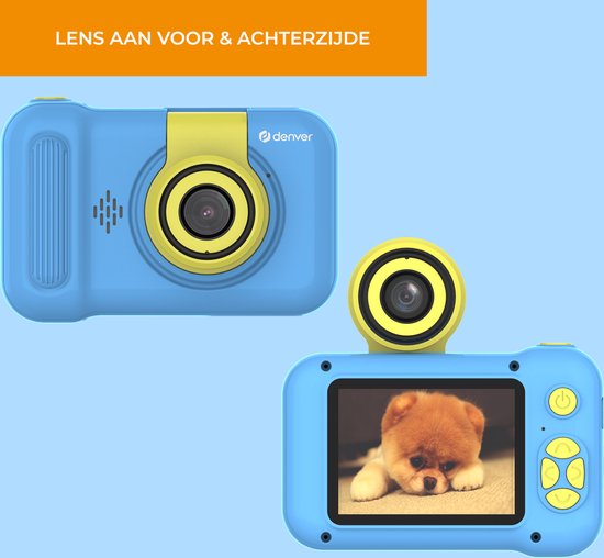 Denver Kindercamera Full HD - Flip Lens voor Selfies - 40MP - Digitale Camera Kinderen - Foto en Video - Spelletjes - KCA1351 - Blauw