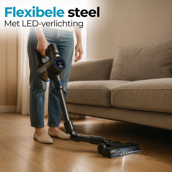Sanovy Turbo Flex X28 Steelstofzuiger Draadloos - Zonder Zak - Op Accu - 350W - 28Kpa - Met Opzetstukken - Draadloze Stofzuiger Zonder Zak