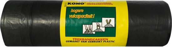 KOMO Afvalzakken met Trekband - 60 Liter - 15 Stuks