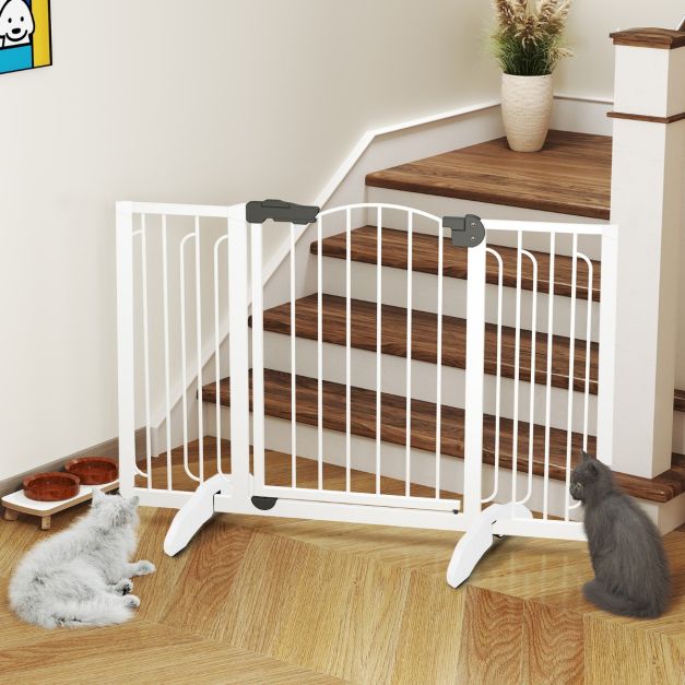 Coast 2 Houten Barrièresteunen voor Dierenhek – 30,5 x 9 x 1,9 cm – Wit – Versterkte Stabiliteit voor 2 cm Dikke Panelen
