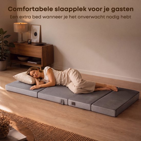 CozySense® Opvouwbare Matras 75x200 cm – Logeermatras – Vouwmatras – Ademend – Afneembare Hoes & Draagtas – 10 cm Dik – Medium