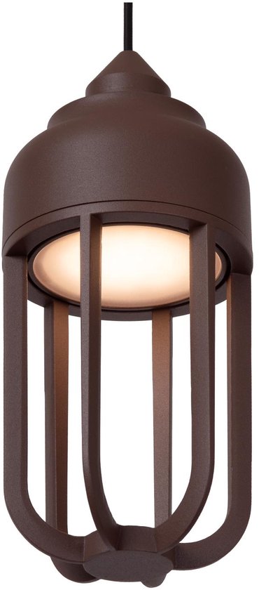 Lucide WELLS - Hanglamp Binnen/Buiten - Ø 10 cm - LED - 1x8W 2700K - IP54 - Roest bruin | Essential