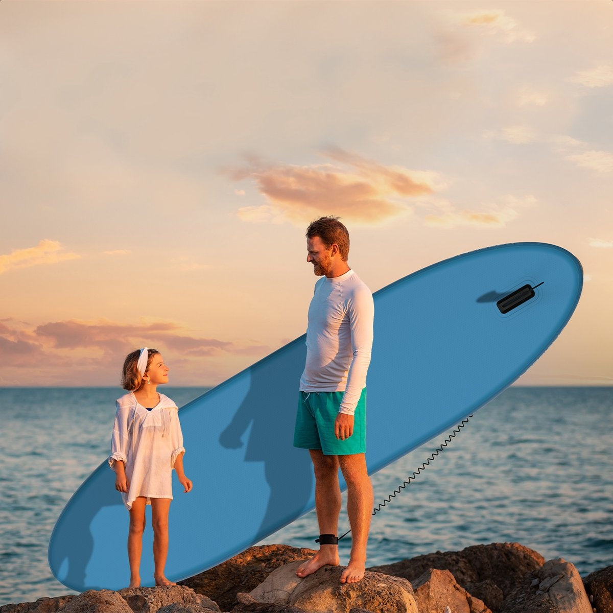 LifeGoods SUP Board - Luxe Set - met Zitje - Opblaasbaar Paddle Board - Max. 135KG - 320x81cm - Blauw