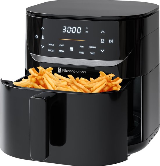 KitchenBrothers Airfryer XL - 5L - 1500W - Heteluchtfriteuse - 80ºC tot 200ºC - 8 Kookprogramma's - Zwart