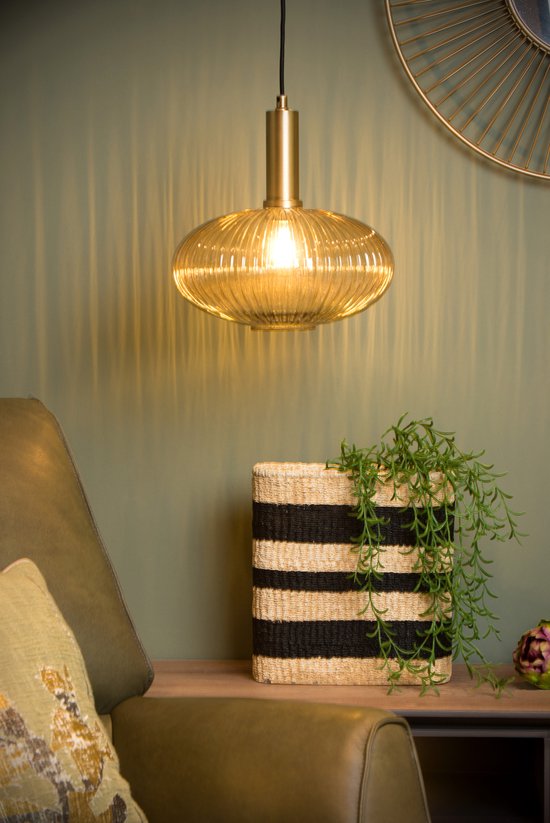 Lucide MALOTO - Hanglamp - Ø 30 cm - 1xE27 - Amber