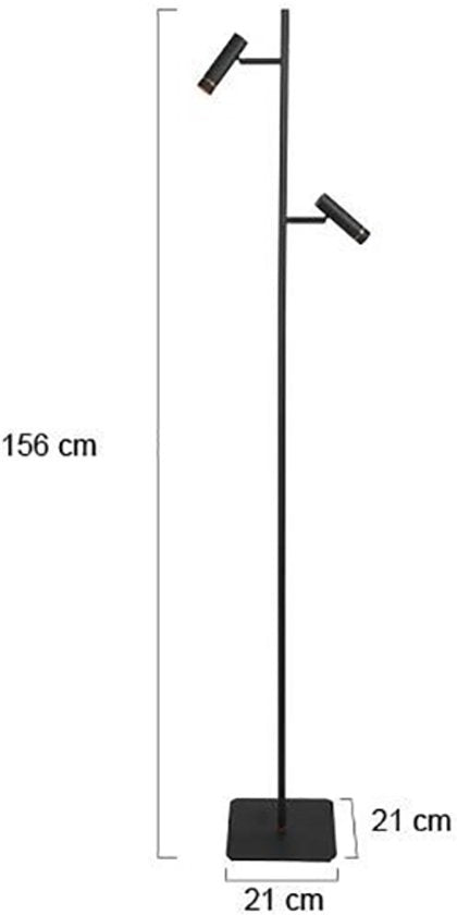 Vloerlamp Lumo 4608ZW - moderne zwarte LED leeslamp van Mexlite, 125 cm hoog, draaibaar en kantelbaar, met verstelbare lichtpunten en touchdimmer