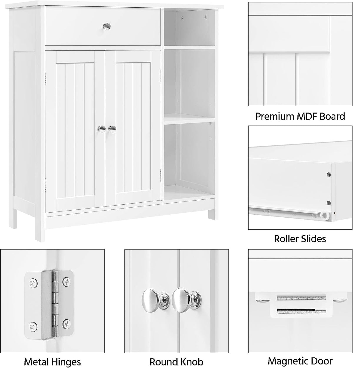 Yaheetech Badkamerkast met Lade en Deur - Verstelbare Planken - 80 x 75 x 30 cm - Donkergrijs