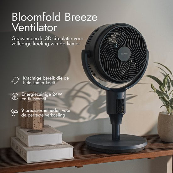 Bloomfold Breeze Ventilator - 108 cm - Midnight Blue - Touch Bediening - 3D Oscillatie - Timer - 9 Snelheidsstanden