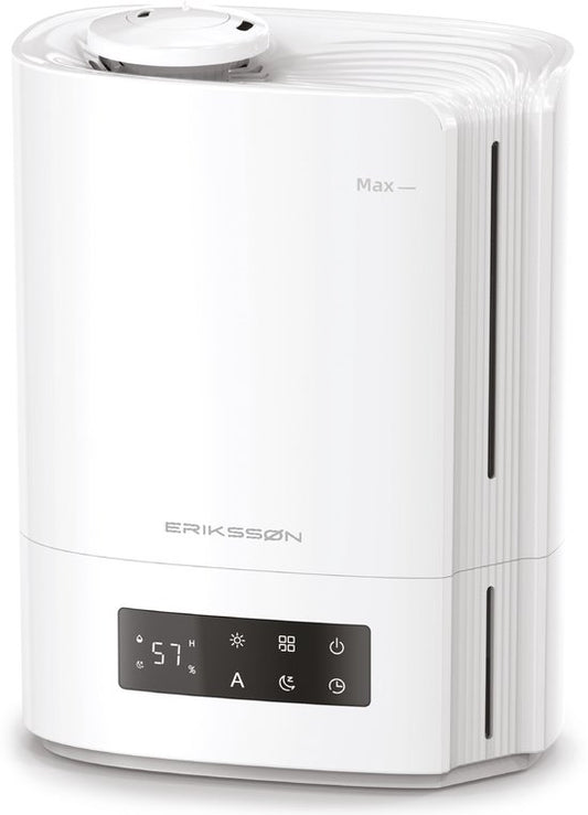 Erikssøn Luchtbevochtiger Hydra Comfort - 6 Liter - Geschikt voor Woonkamer, Kantoor, Slaapkamer, Babykamer - Met Aromatherapie - Wit