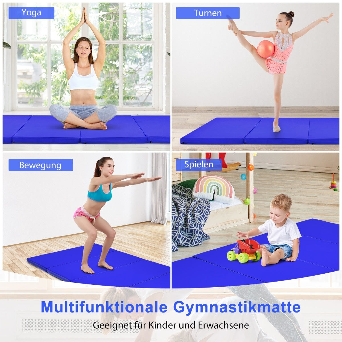 Coast 240 x 120 x 5 cm opvouwbare gymnastiekmat met klittenbandbevestiging en 2 handgrepen