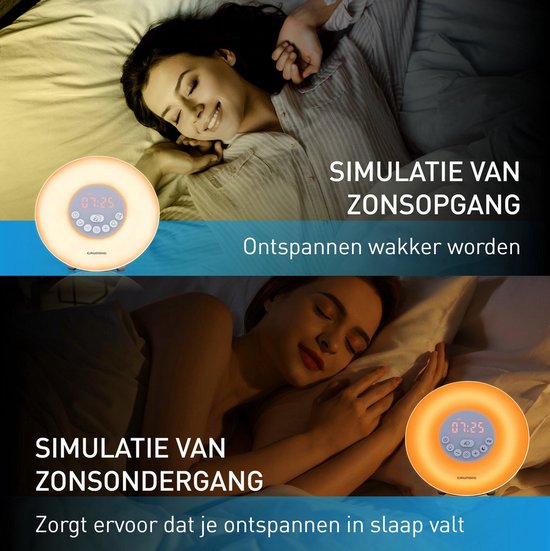Grundig Digitale Licht Wekker met 10 Natuurlijke Geluiden en Kleurenverlichting - Wake-Up Light met FM-Radio