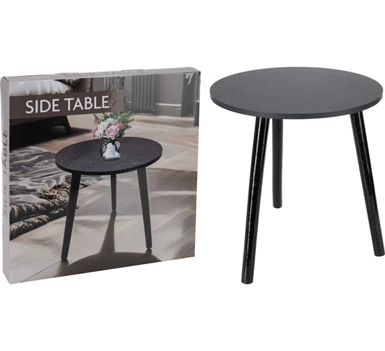 Trends 4 you Bijzettafel 40 cm - Zwart - MDF tafelblad - Houten poten - 40 x 41 cm