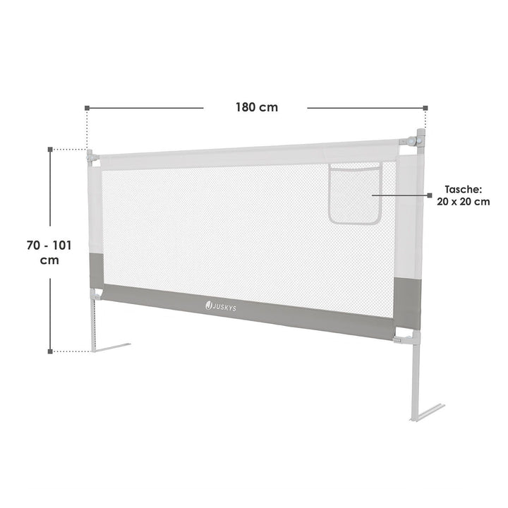 Juskys Jaron Bedhekje Voor Baby's - Grijs - Verstelbare Hoogte - 180 cm x 71-101 cm