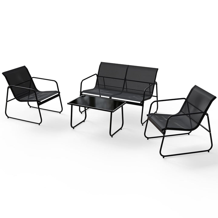 Jusky Set Tuinterrasmeubelen – Bank, 2 Fauteuils, Tafel