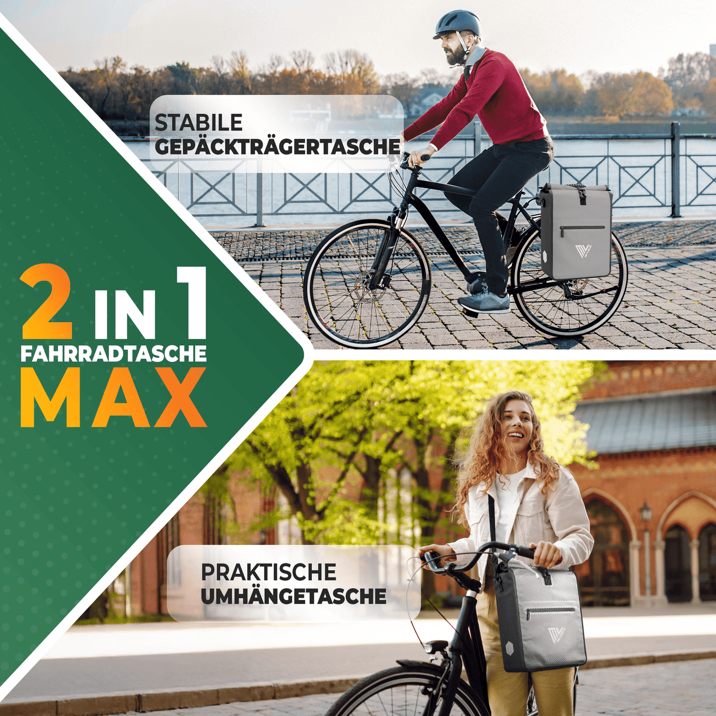 MiVelo Max - 2-in-1 Waterdichte Fietstas voor Bagagedrager - Carbongrijs - 25 L