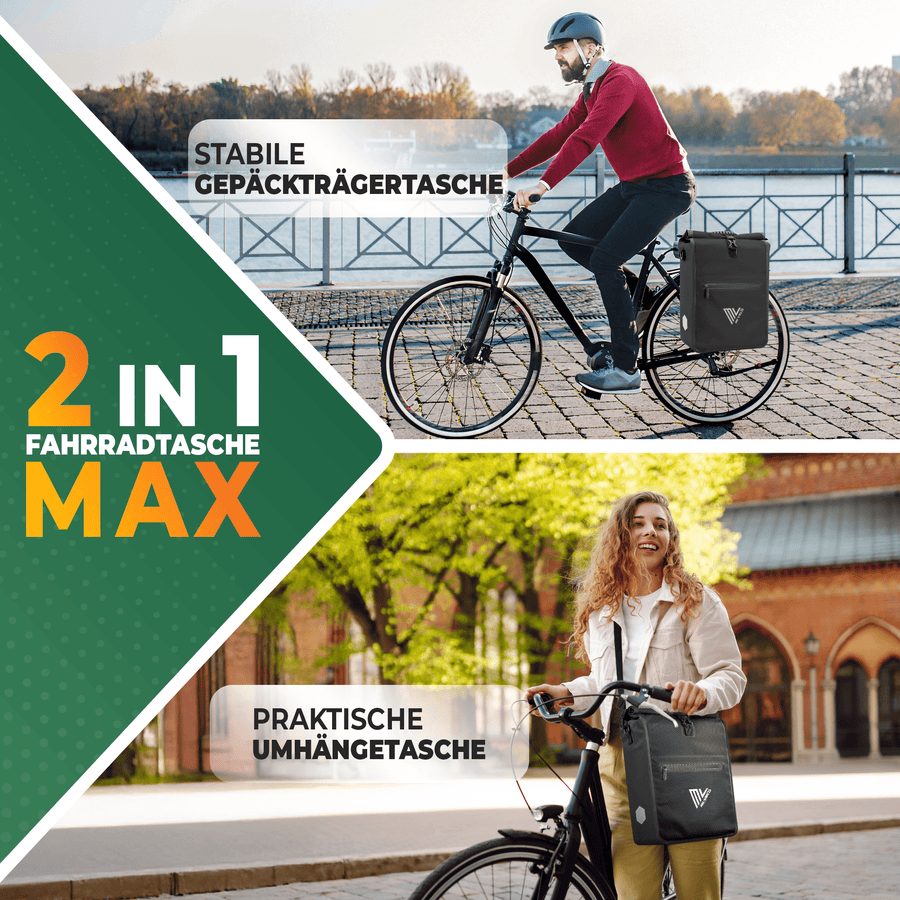 MIVELO Max - 2-in-1 Waterdichte Fietstas voor Bagagedrager - Carbon - 25L