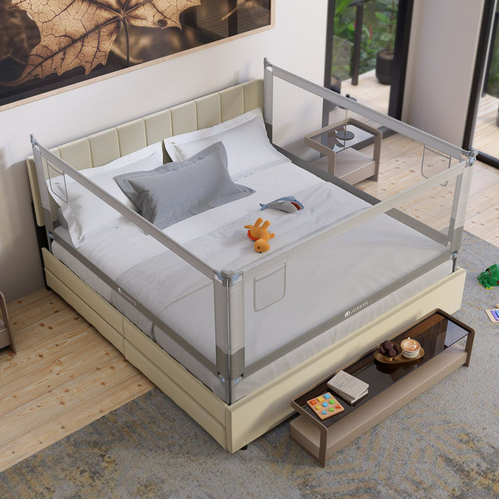Juskys Bedhekje voor Baby's - Grijs - Verstelbare Hoogte - 200 x 71-101 cm