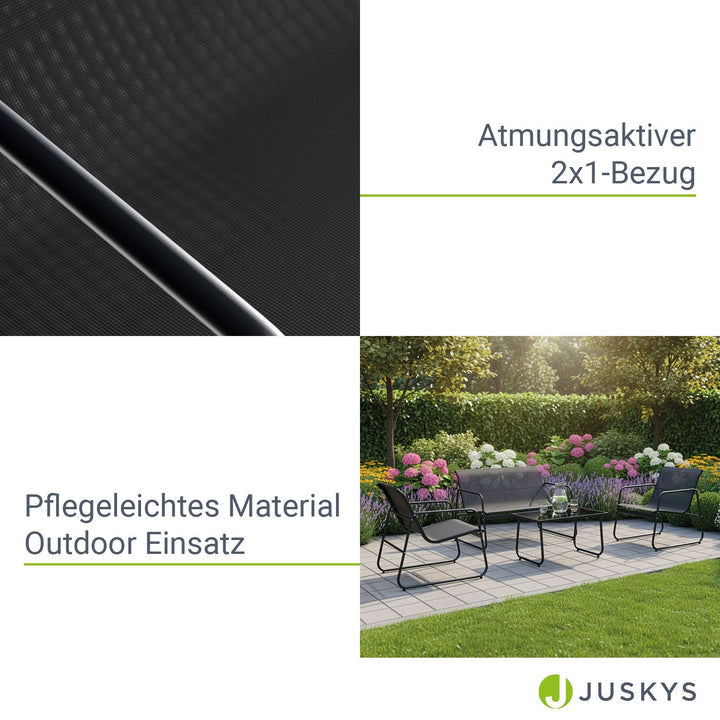 Jusky Set Tuinterrasmeubelen – Bank, 2 Fauteuils, Tafel