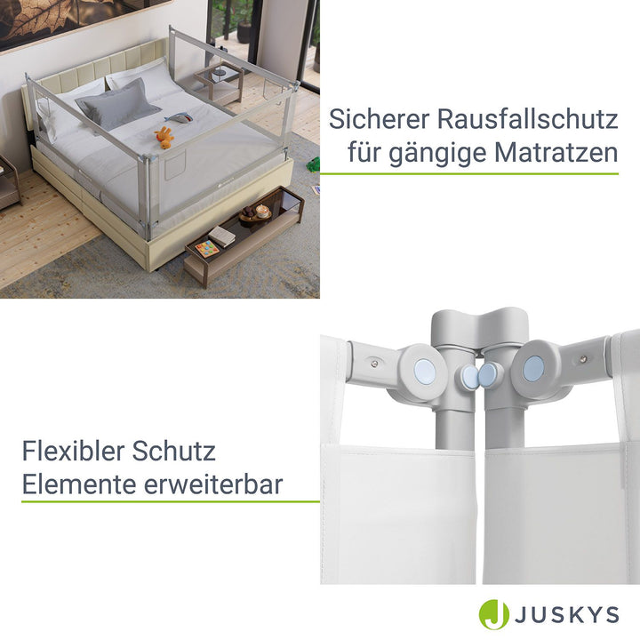 Juskys Jaron Bedhekje Voor Baby's - Grijs - Verstelbare Hoogte - 180 cm x 71-101 cm