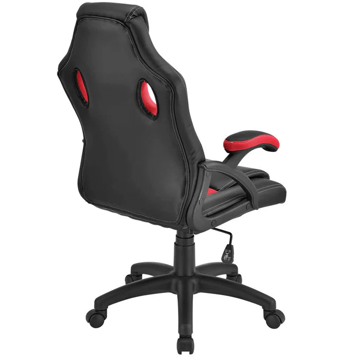Juskys – Racing Bureaustoel Montreal – 111 x 47 x 52 cm – Voorzien Van Kantelbare Rugleuning En Mesh-Inzet En Gasdrukveer – Voor Gaming En Kantoor – Rood En Zwart Kunstleder En Metaal