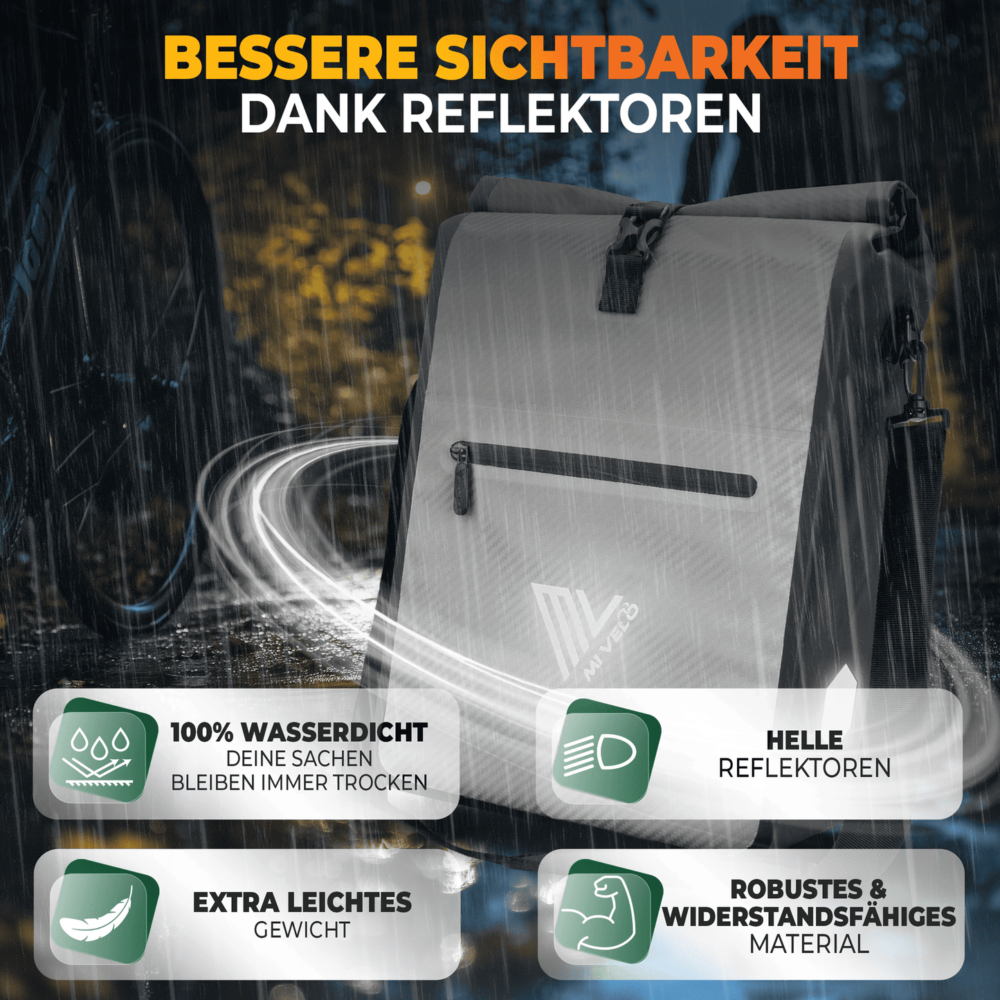 MiVelo Max - 2-in-1 Waterdichte Fietstas voor Bagagedrager - Carbongrijs - 25 L